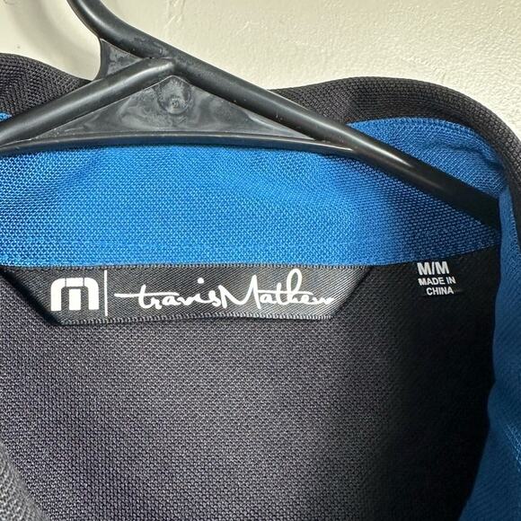 Travis Mathew Men’s Short Sleeve Golf Polo Shirt Blue Black White Size Medium - Picture 4 of 6